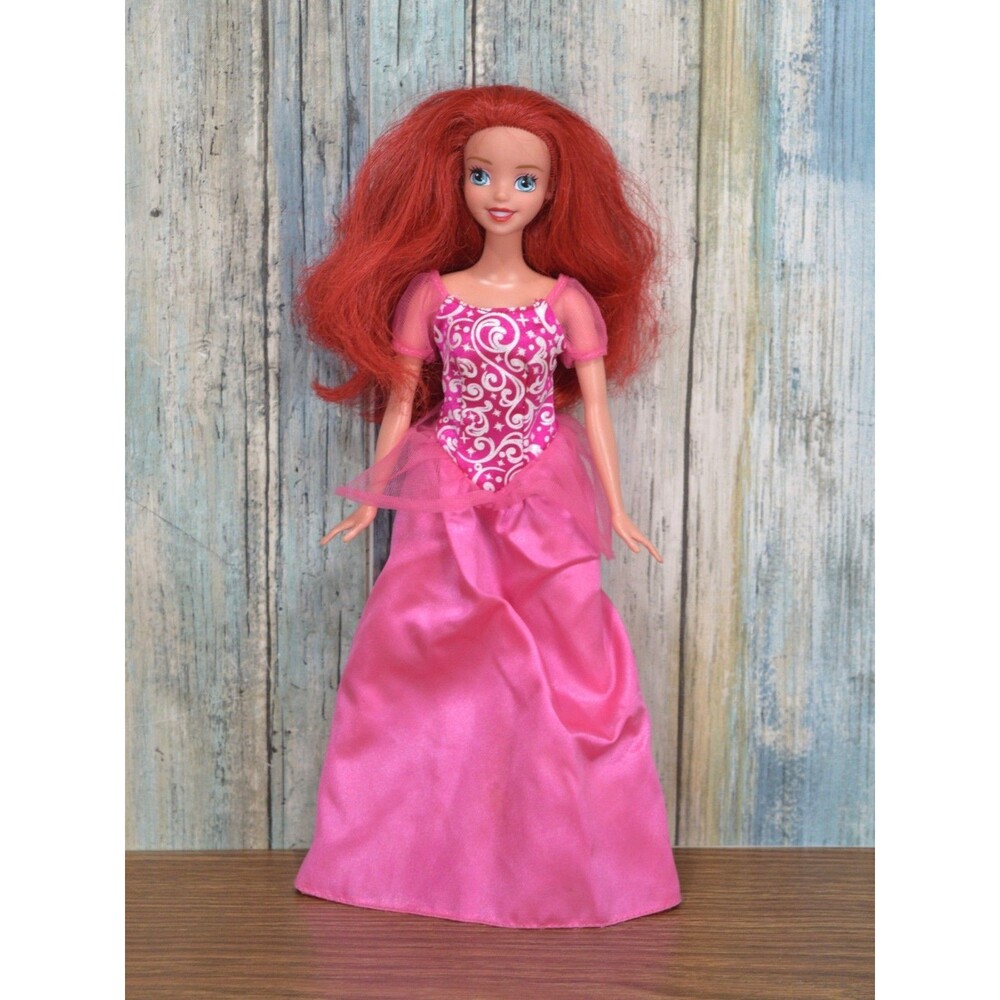 Disney Princess Ariel Doll The Little Mermaid Pink Kiss the Girl Dress Red Hair